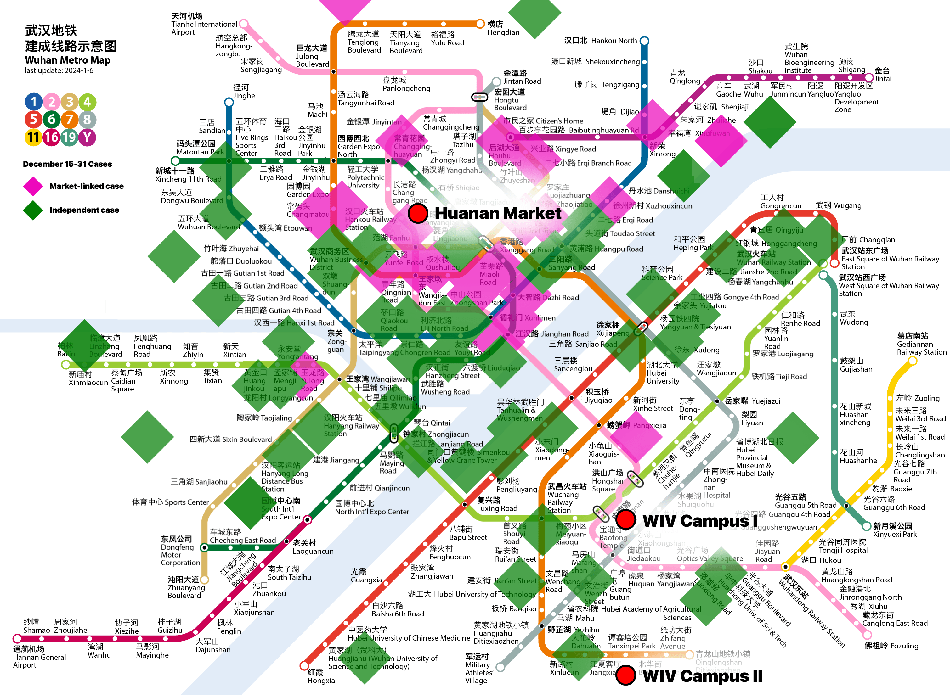 Wuhan Metro overlayed with December 15-31 cases