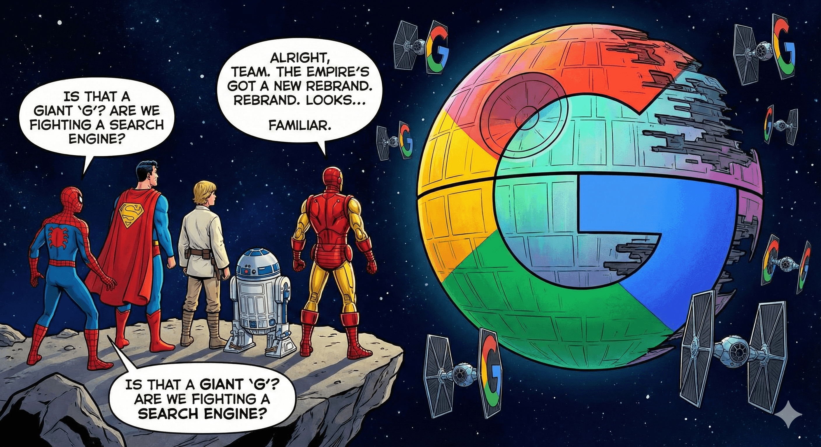 Panel 1: The New Empire — The heroes assemble to face a familiar foe with a new look.
